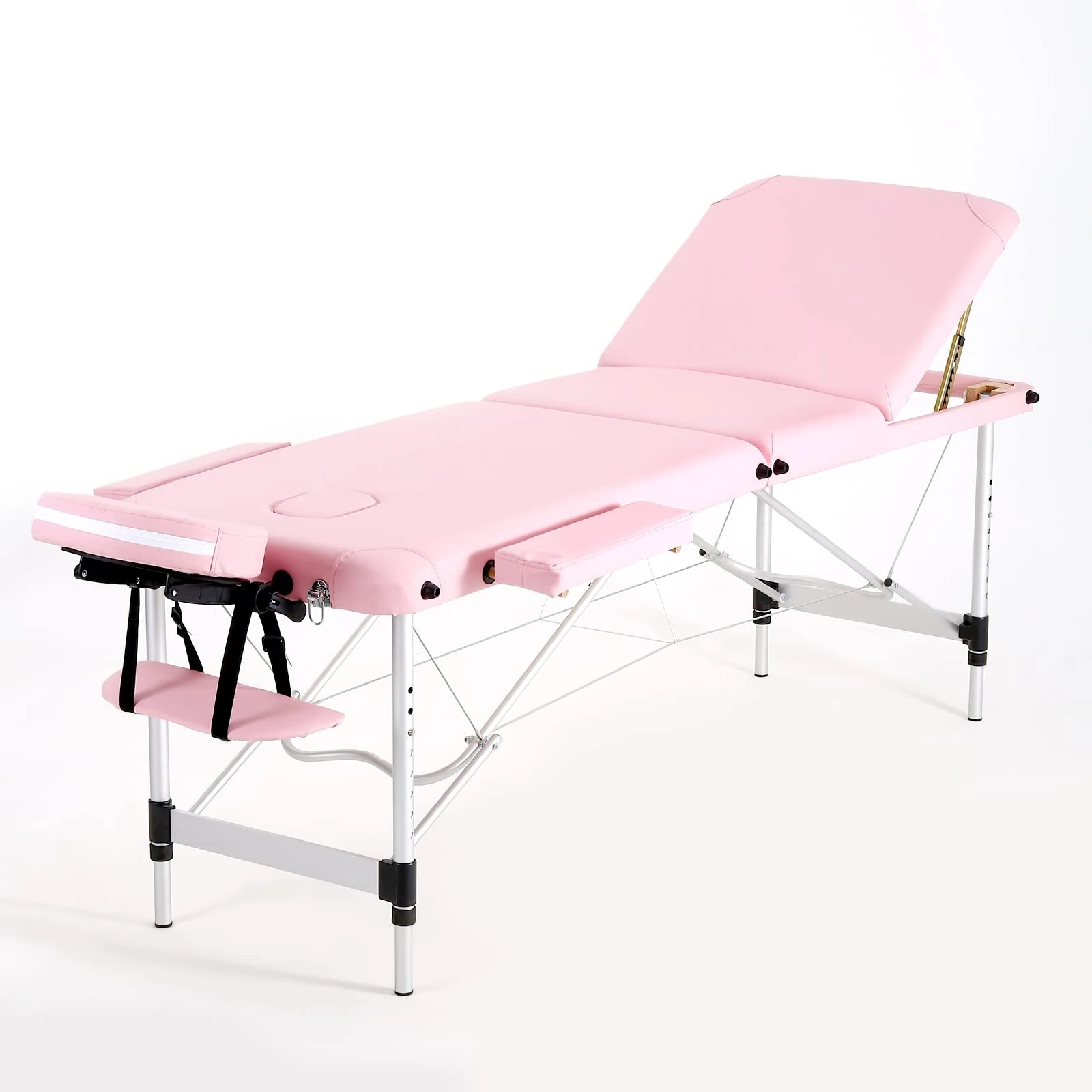 Panana Portable Massage Table Folding Lightweight Beauty Salon Spa Bed Therapy Couch (Pink, 60cm Width 3 Section Aluminum)