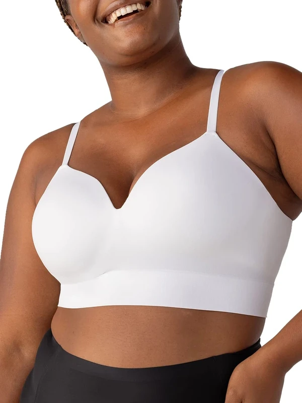 SHAPERMINT Wireless Bralette, Non Wired Support Bra for Women, Seamless White