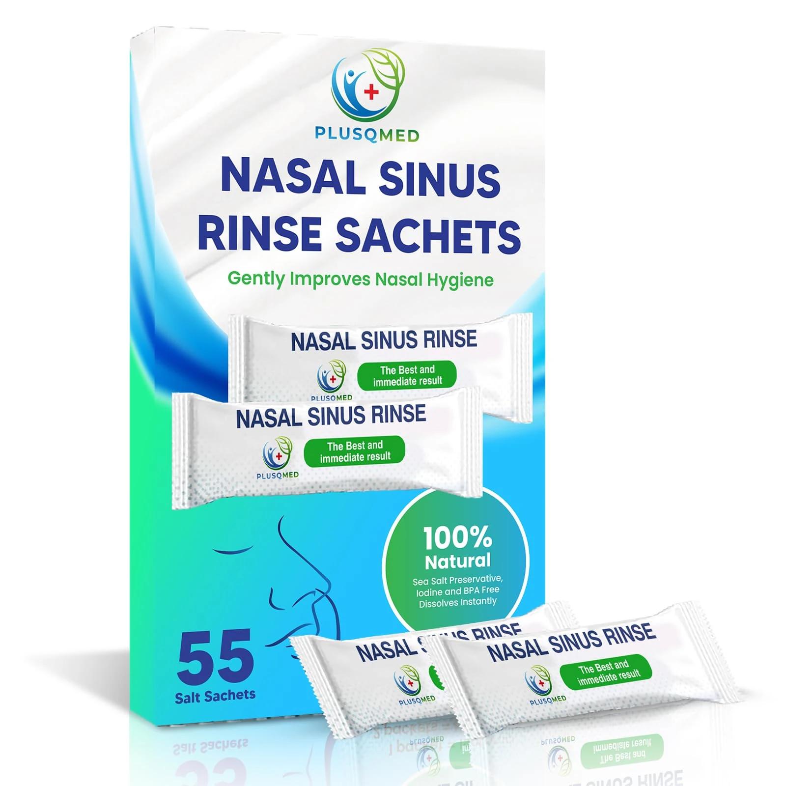 Sinus Rinse sachets, 55 Packets of 2,7 g, Neti Pot Salt,Nose Rinse Salt,Sinus Rinse Salt,neti Pot Salt sachets.