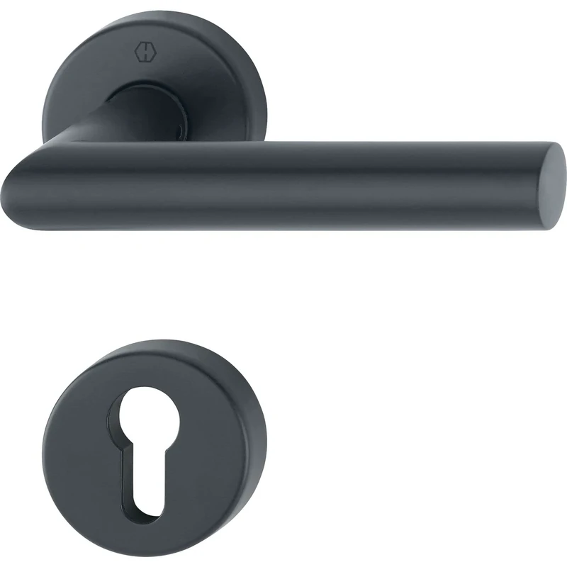 HOPPE 12033236 PZ, matt Amsterdam Handle Set on Rosette, Stainless Steel Black