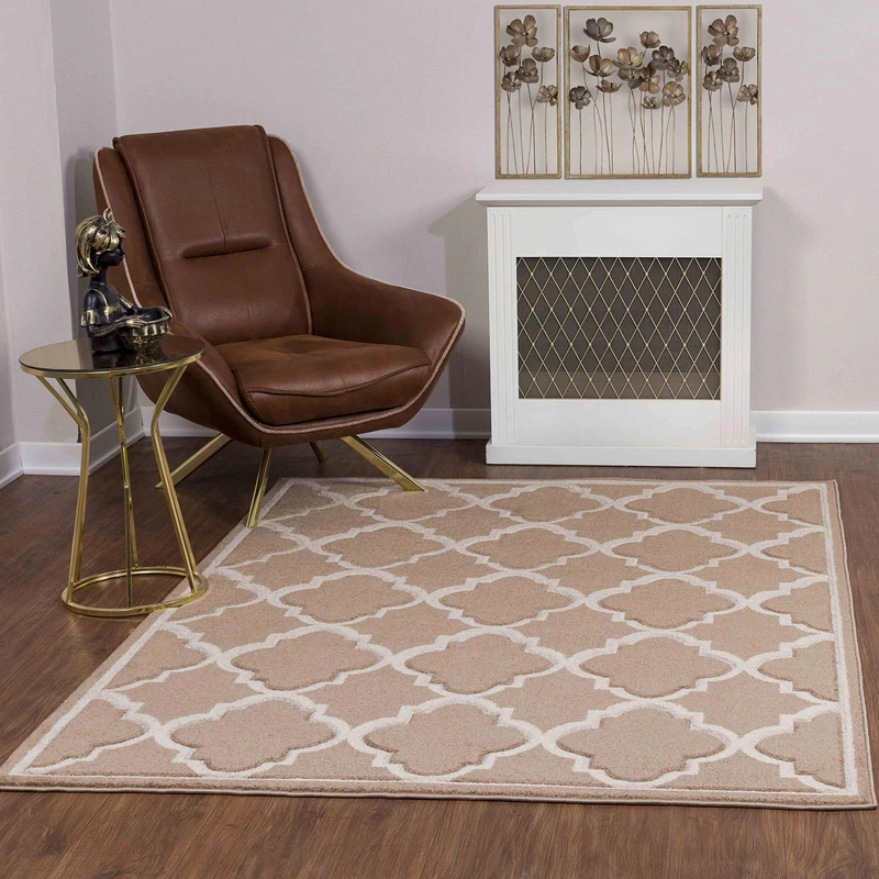 Surya Vannes Scandinavian Geometric Rug – Large Living Room, Dining Room, Bedroom, Kitchen – Bohemian Chic Design, Modern Berber, Short Pile Rug 120 x 170 cm – Dark Brown and Light Beige - Image 1