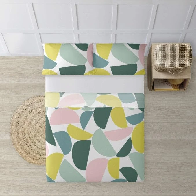 BELUM | Bed Sheet Set for 180 cm Bed: Pillowcase – Top 260 x 270 cm – Fitted Sheet 180 x 200 cm + 25 cm | Fabric: 100% Cotton 180 Thread Count – Model: Hayay is