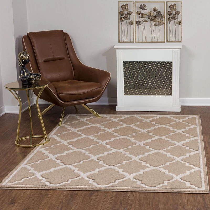 Surya Vannes Scandinavian Geometric Rug – Large Living Room, Dining Room, Bedroom, Kitchen – Bohemian Chic Design, Modern Berber, Short Pile Rug 160 x 213 cm – Dark Brown and Light Beige