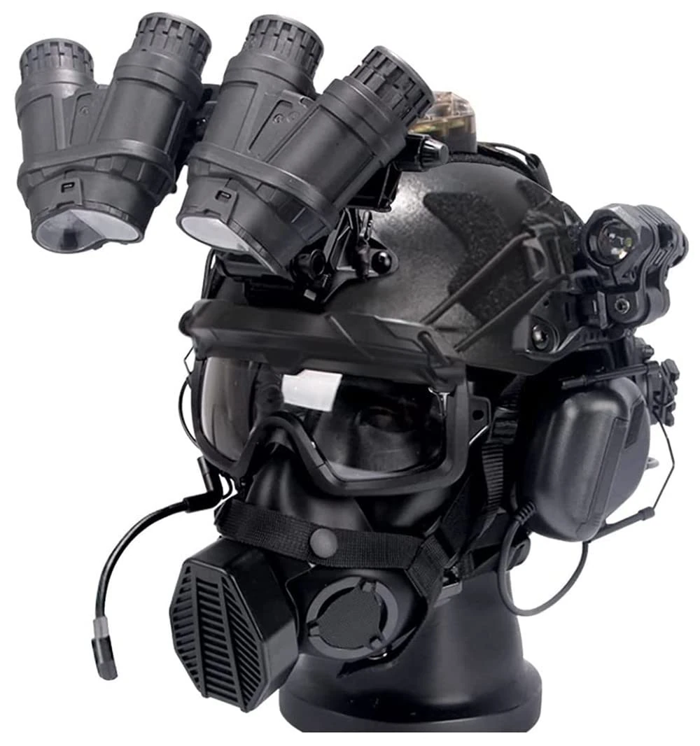 REMEK Heavy-Duty Tactical Helmet Set, PJ Type Helmet With Paintball Mask Telescope Model Soundproof Headphones Outdoor Airsoft Game Protective Gear With NVG Mount