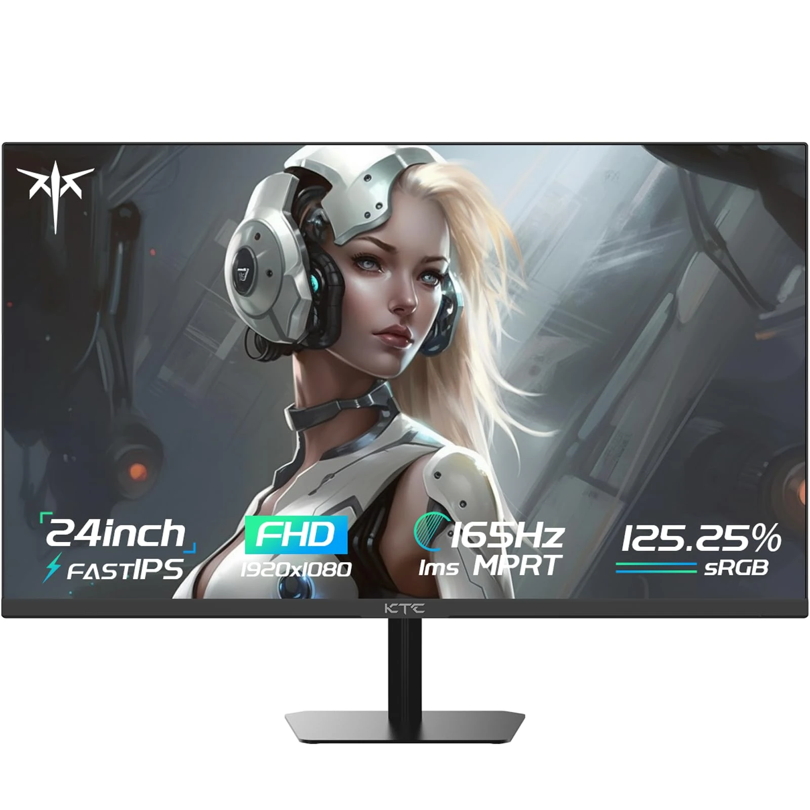 KTC 24 Inch Gaming Monitor FHD 1080P Fast IPS 165Hz, 125% sRGB 1ms HDR Zero-Frame Computer Monitor, HDMI 2.0x2, DisplayPort 1.4x1, FreeSync & G-Sync, Tilt, VESA Compatible, Eye Care