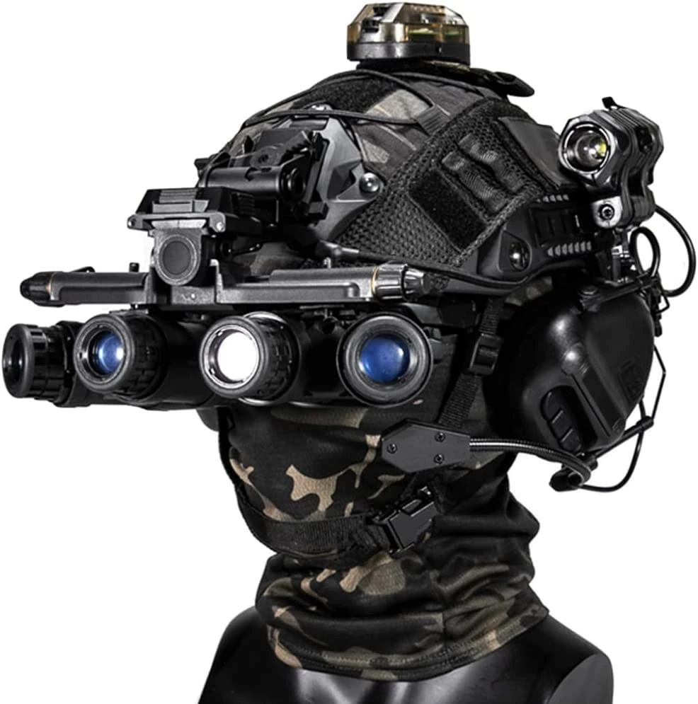 REMEK PJ Type FAST Paintball Helmet Sets, Tactical Protective Helmets Gear With Telescope Model, Visor/Goggles, Flashlight, Signal Flashing Light, NVG Mount Sets