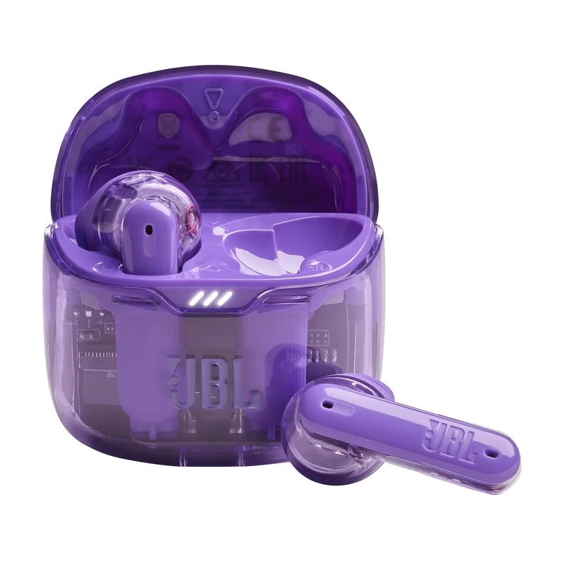 JBL Tune Flex Ghost In-Ear Bluetooth Earphones, Noise-Cancelling Water-Resistant Earbuds with 32-Hour Battery Life, Purple Ghost