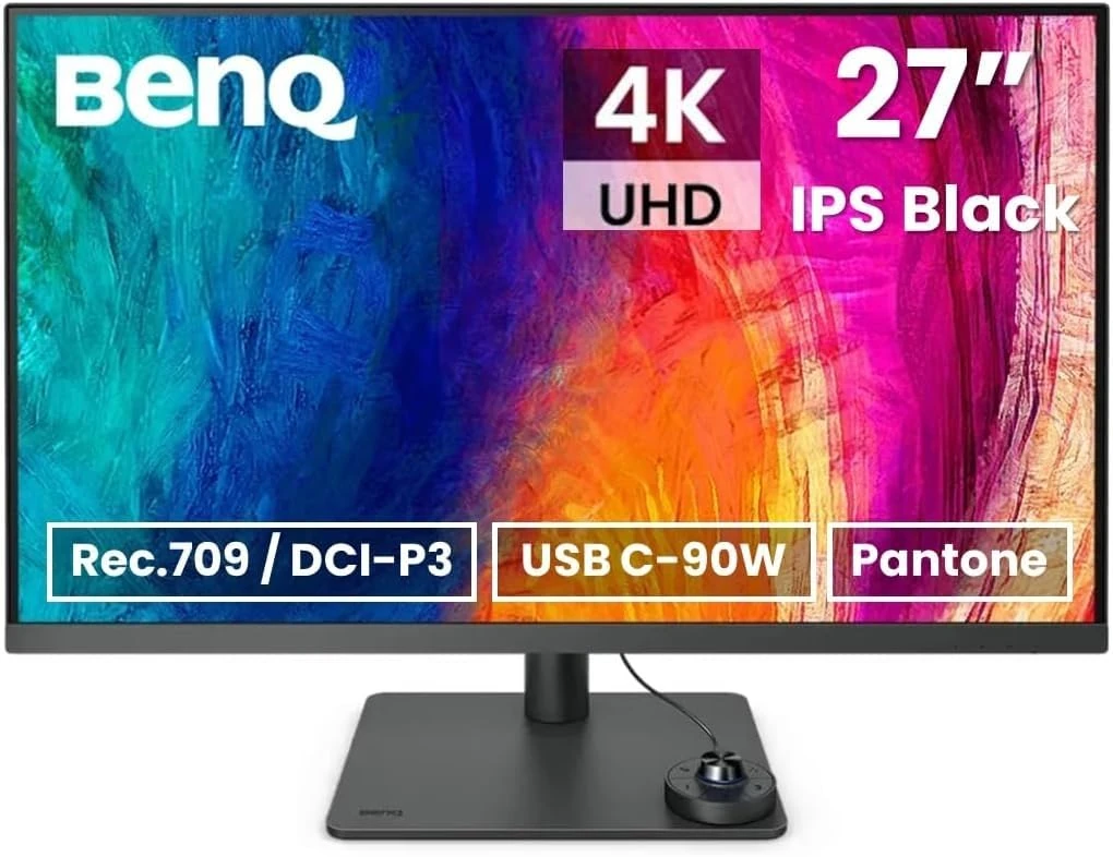 BenQ PD2706U 27inch(68cm) IPS HDR 4K Monitor,99% REC709 & sRGB,95% P3,Pantone Skintone Validated,Calman Verified,CAD/CAM & Animation Mode,KVM,Auto Pivot,PIP/PBP,USB Hub,HDMI,DP,USB-C(PD90W)(Dark Gray)