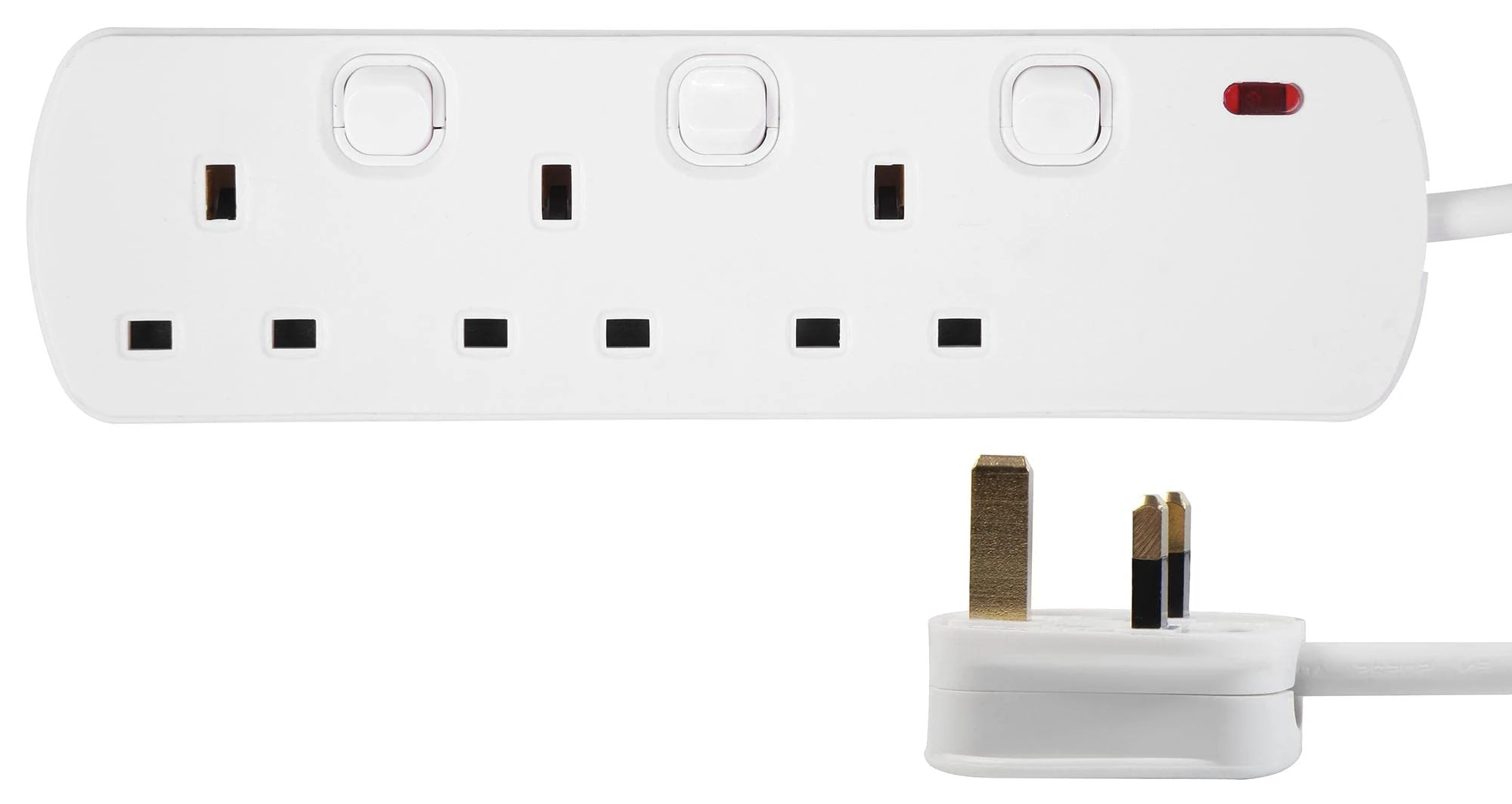 PRO ELEC PELB2001 Individualy Switched Mains Extension Lead, 3 Gang, 7.5m, White