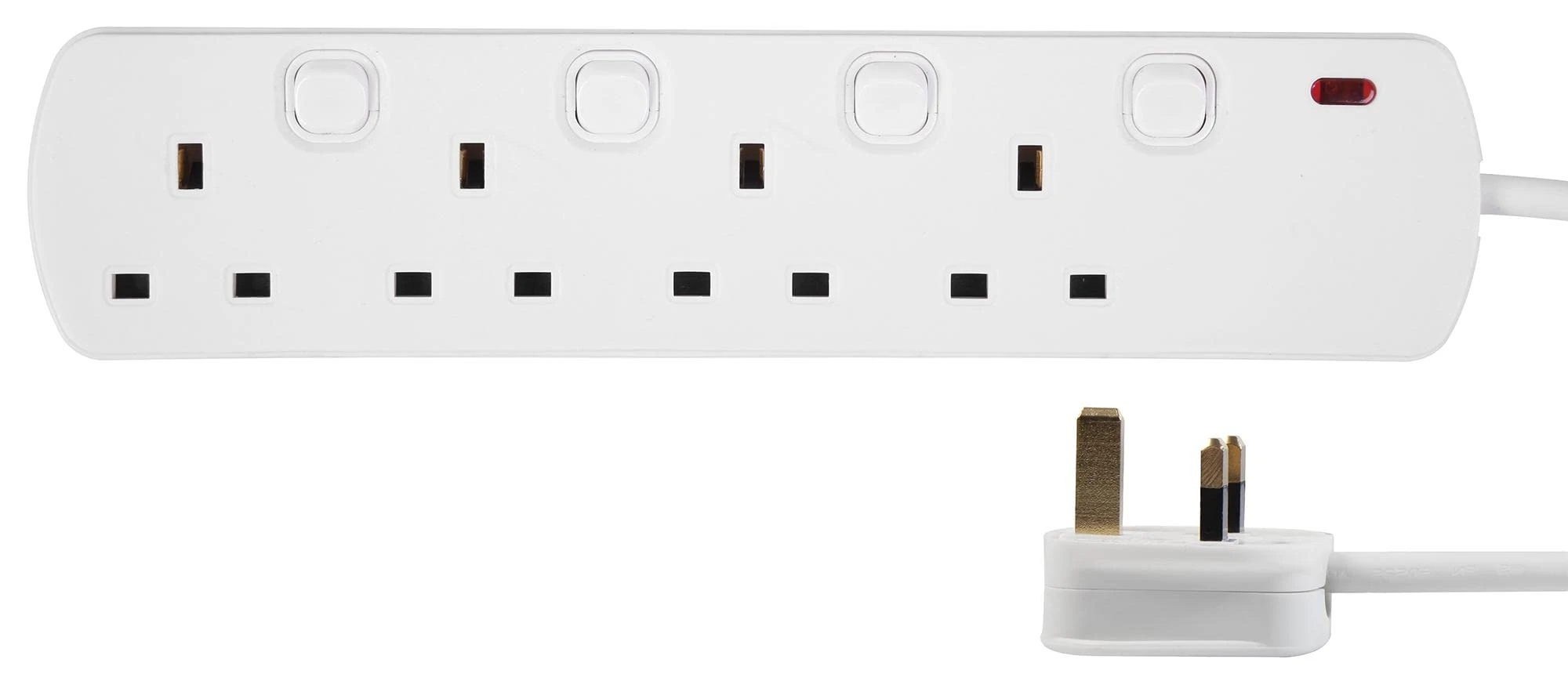 PRO ELEC PELB2002 Individualy Switched Mains Extension Lead, 4 Gang, 7.5m, White