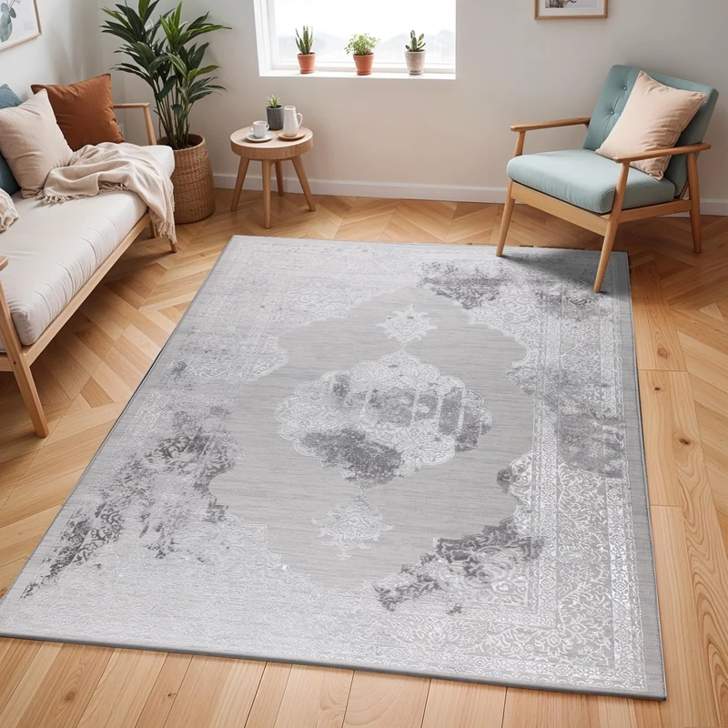 Livabliss Vintage Teppisch 6 - Ivory 200 x 275 cm Rectangular Rug - Boho Oriental Pattern for Living Room, Dining Room, Bedroom - Short Pile, Easy Care, Water Repellent, Machine Made