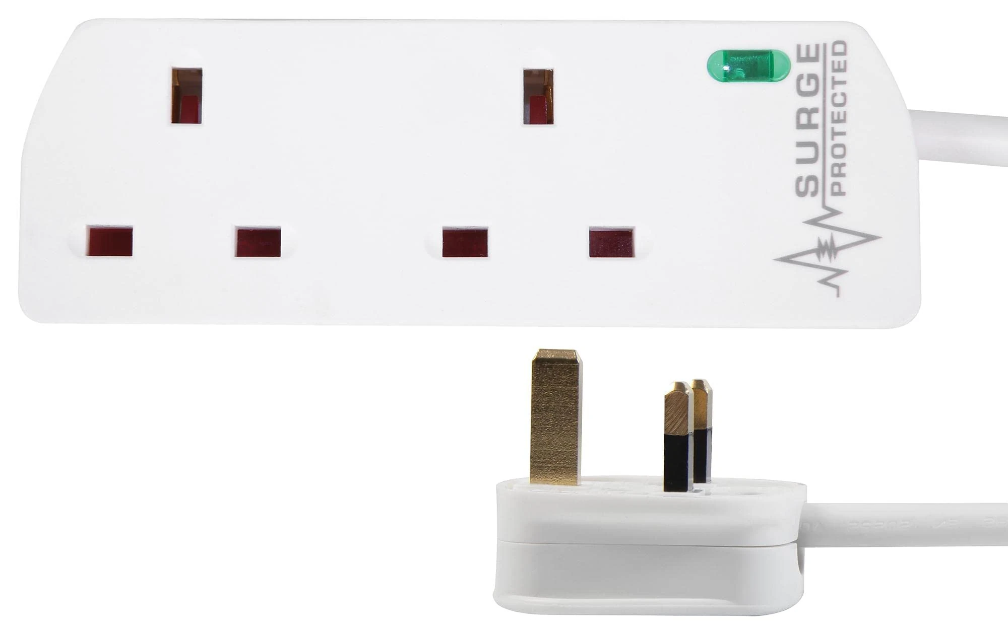 PRO ELEC PELB1988 Mains Extension Lead with Surge Protection, 2 Gang, 7.5m, White