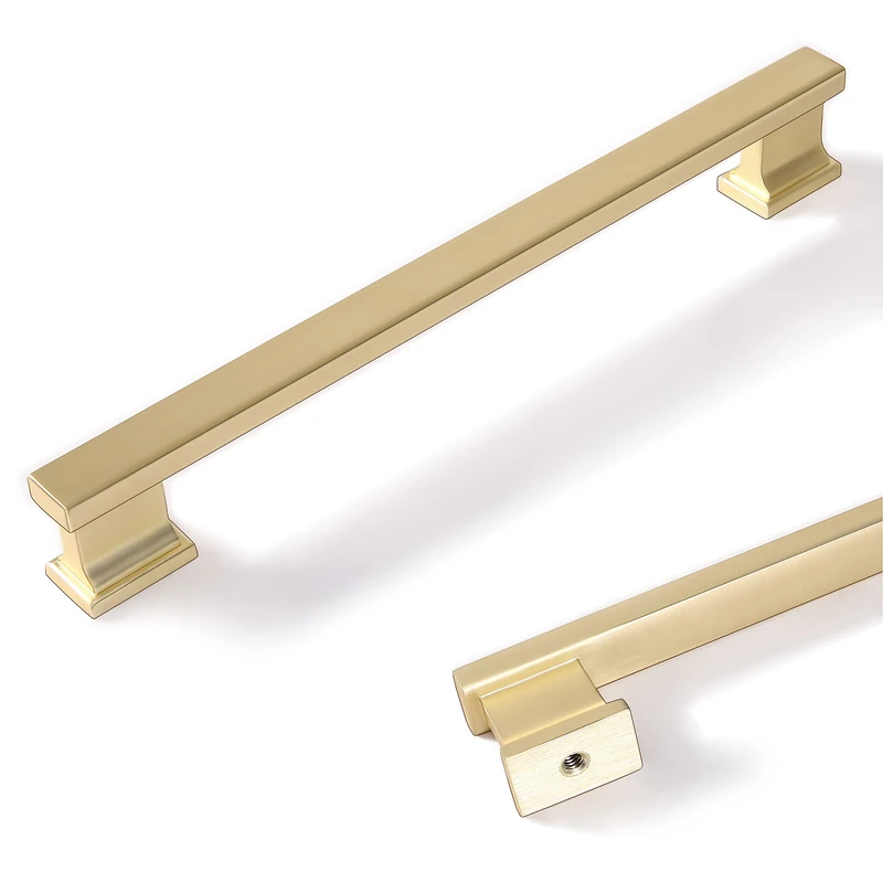 COTYKILEY 10 Pack 7.5 Inch(192mm) Brushed Brass Cabinet Handles Gold Kitchen Cabinet Pulls Cabinet Door Handles Kitchen Cabinet Hardware Cupboard Drawer Pulls Dresser Handles