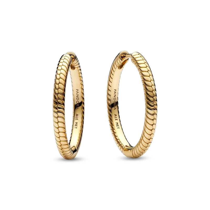 Pandora Moments Snake chain pattern 14k gold-plated hoop earrings