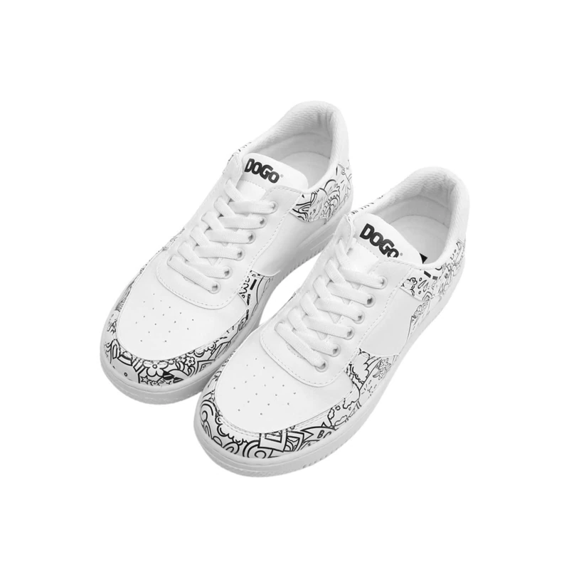 DOGO Women's Dice Sneakers, Blanc, 5.5 UK