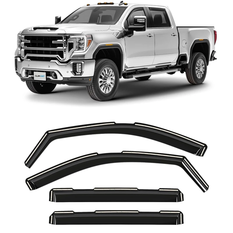 CLIM ART in-Channel Incredibly Durable Rain Guards for GMC Sierra 2500HD/3500HD 2020-2024 Crew Cab, Original Window Deflectors, Vent Window Visors, Vent Deflector, 4 pcs. - 620265
