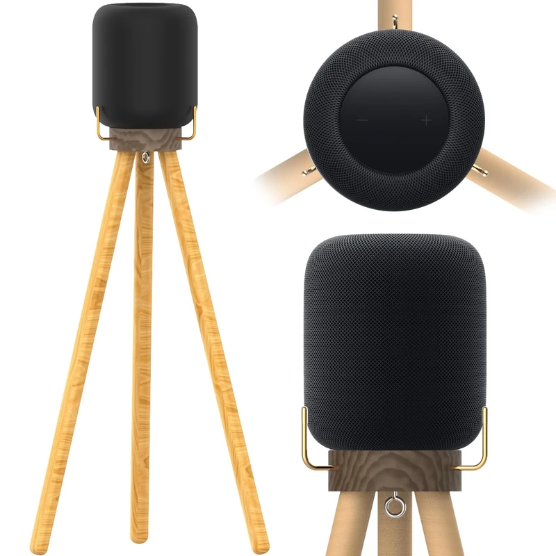 HOOKMEMO Speaker Stand for HomePod 2 (2023) (Real Wood Stand:Walnut+Beech)