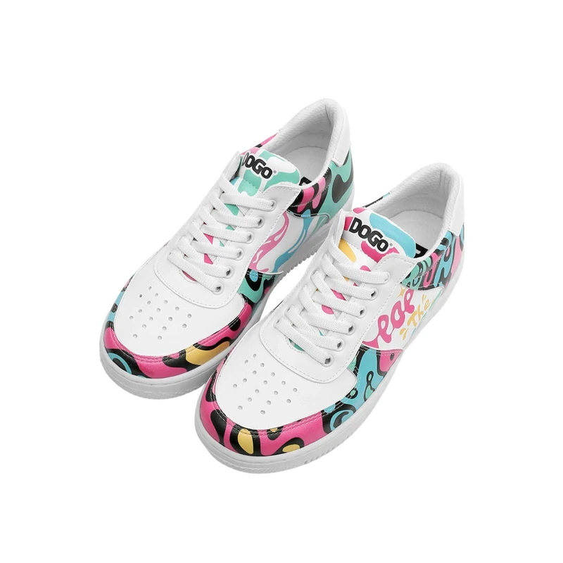DOGO Women's Dice Sneakers, Blanc, 4 UK