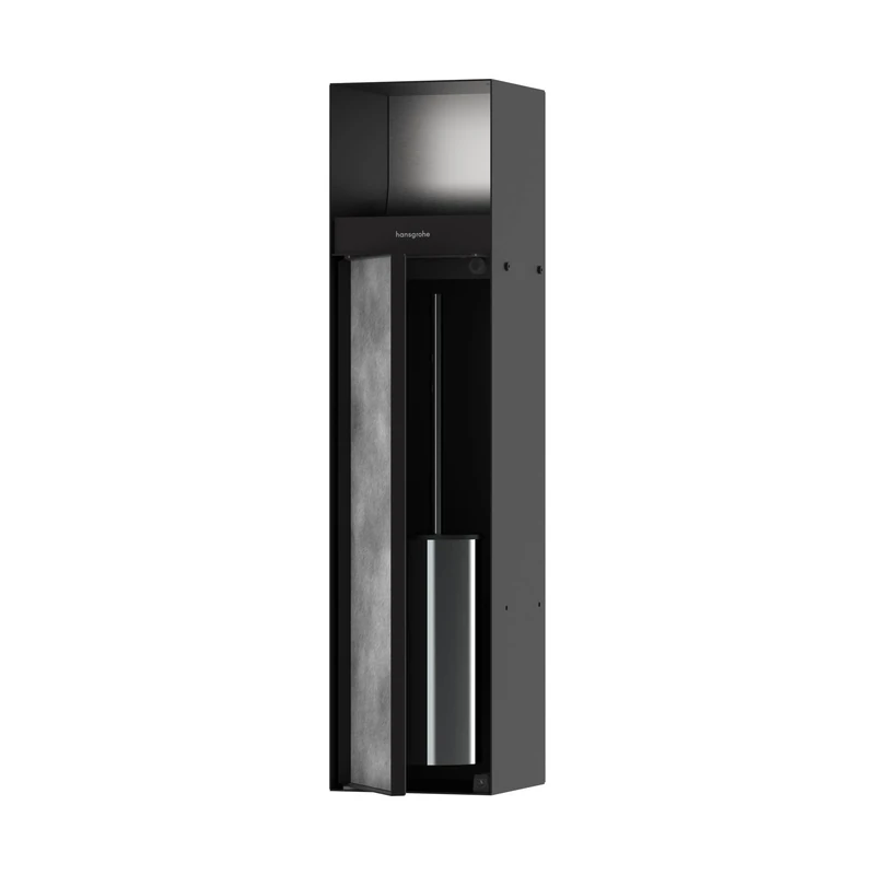 Hansgrohe XtraStoris Rock Recessed Toilet Brush Holder with Toilet Paper Holder & Tileable Door in Matte Black, 56062670 - Image 1