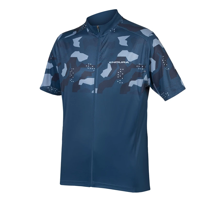 Endura Men's Hummvee Ray Short Sleeve Cycling Jersey II | Rapid Wicking | Back Pockets, Blueberry, M