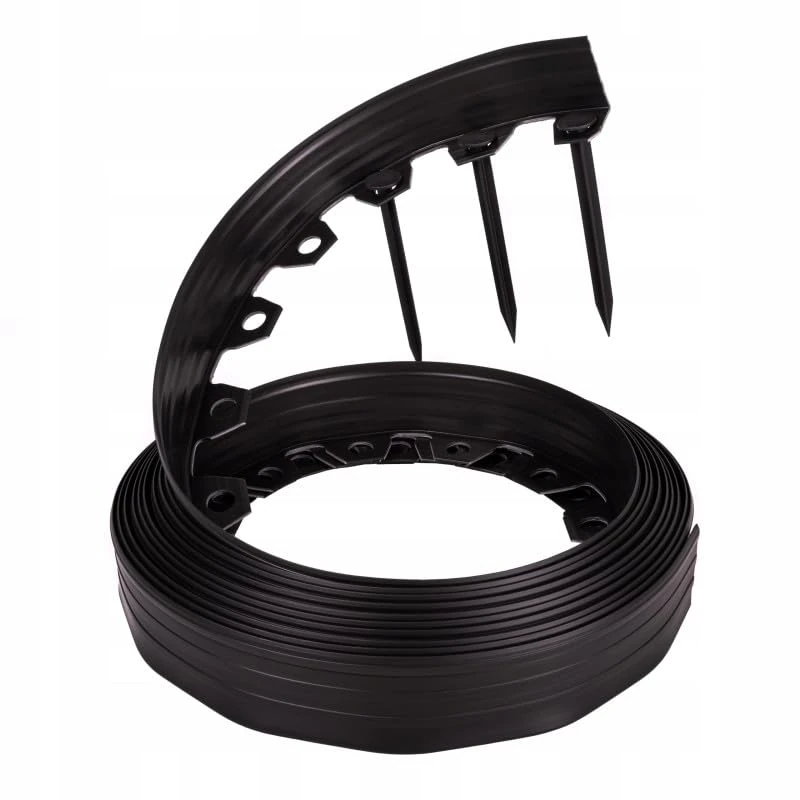 10m lengths of midnight black edging for paths,drives,flower borders or lawns SOLD with PEGS!IDEAL for CIRCLES and CURVES (pack of 3 = 30m) 40mm high.NOW WITH 30 PEGS/PACK