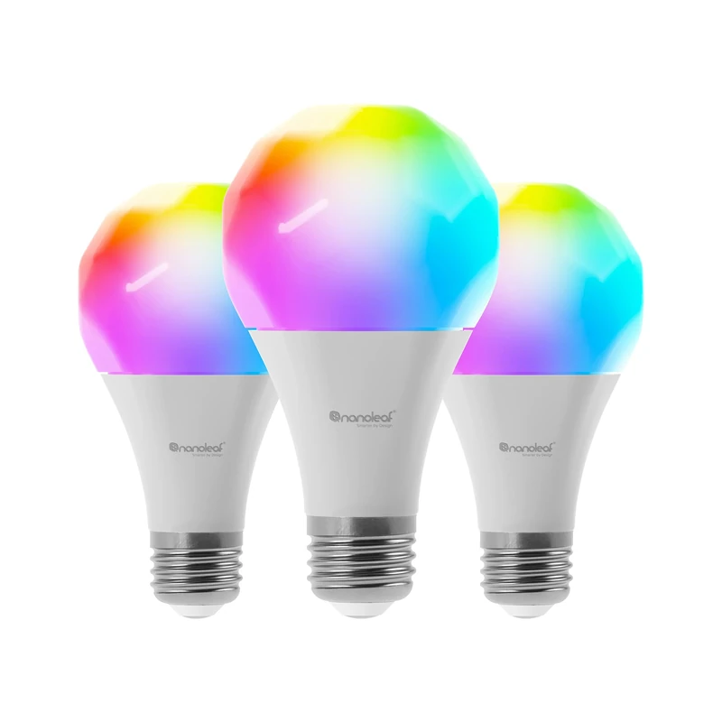 Nanoleaf Essentials, Smart A19 Bulb, 800Lm, White, 2700K-6500K, 120V-240V, E27 V2 UK 3PK