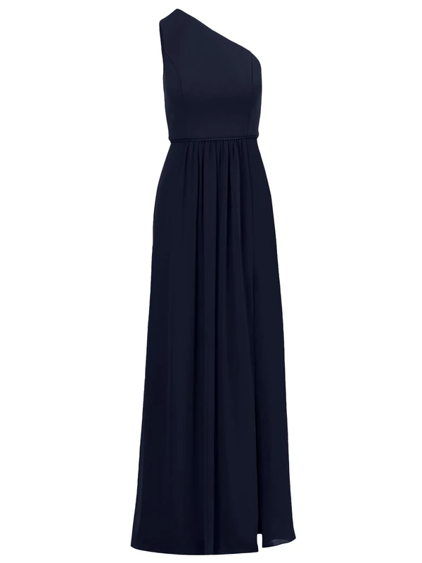 Adrianna Papell Women's One Shoulder Chiffon Gown, Midnight, 12