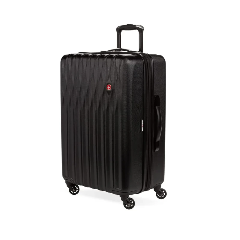 SwissGear 3-Piece Hardside Spinner Wheels Luggage Set, Black, Expandable, 20/24/27 Inch Suitcases with 8 Wheels