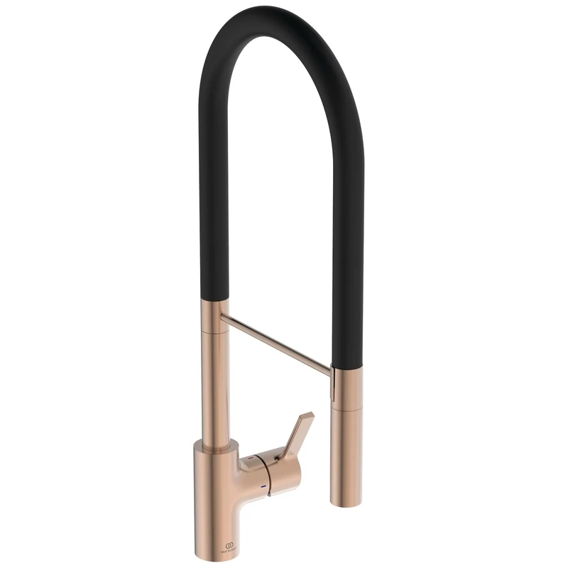 Ideal Standard – Gusto Kitchen tap, Semi-Professional, with Pull-Out Spray and Dual Spray Modes, 360° Swivel spout, 6,3 l/min, Easy to Install with EasyFix+ Fixation, PVD Finish, Sunset Rose