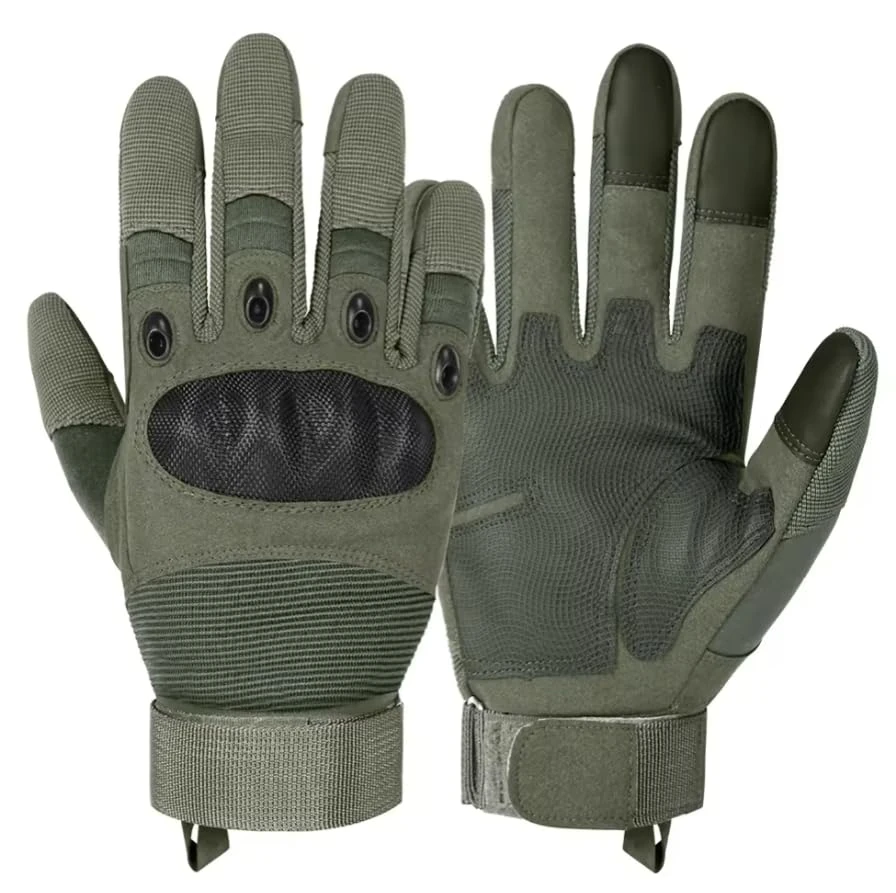 RATASK Heavy Duty Gloves, Hard Knuckle Gloves, Paintball Airsoft, Hiking Camping (Green, M)