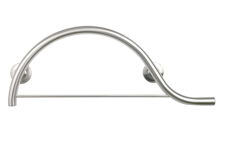 30-inch Designer Curved/Waved Bathroom Shower Grab Bar with Towel Bar, Right-Handed, Satin