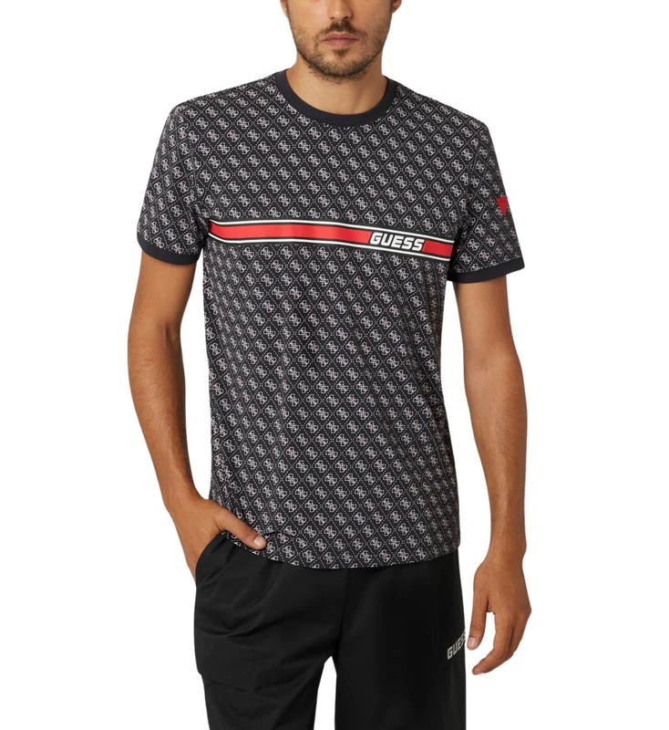 Guess Men's Eco Jamey T-Shirt, 4g AOP Jet Black, S - Image 1
