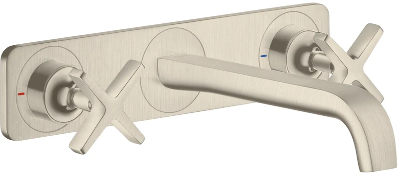 Hansgrohe Axor Citterio E 3-hole concealed basin mixer with plate for wall mounting; color: Brushed nickel