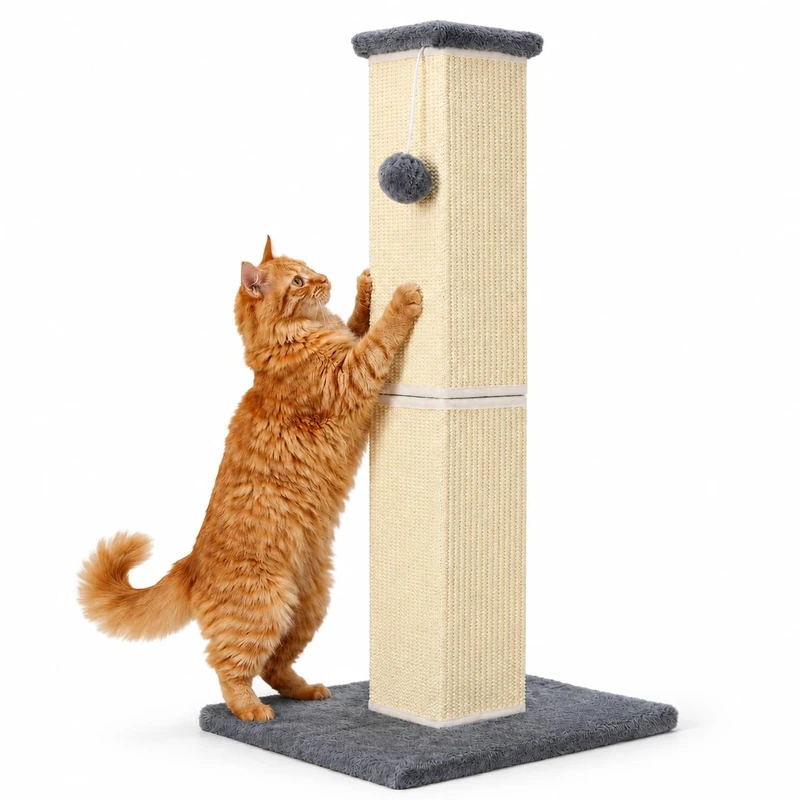YULOYI Cat Scratching Post for Large Indoor Cats & Kittens, Cat Scratcher with Extra Large Stable Base and Natural Sisal, Sturdy Cat Scratch Post to Protect Furniture & Couch, 81cm, Grey
