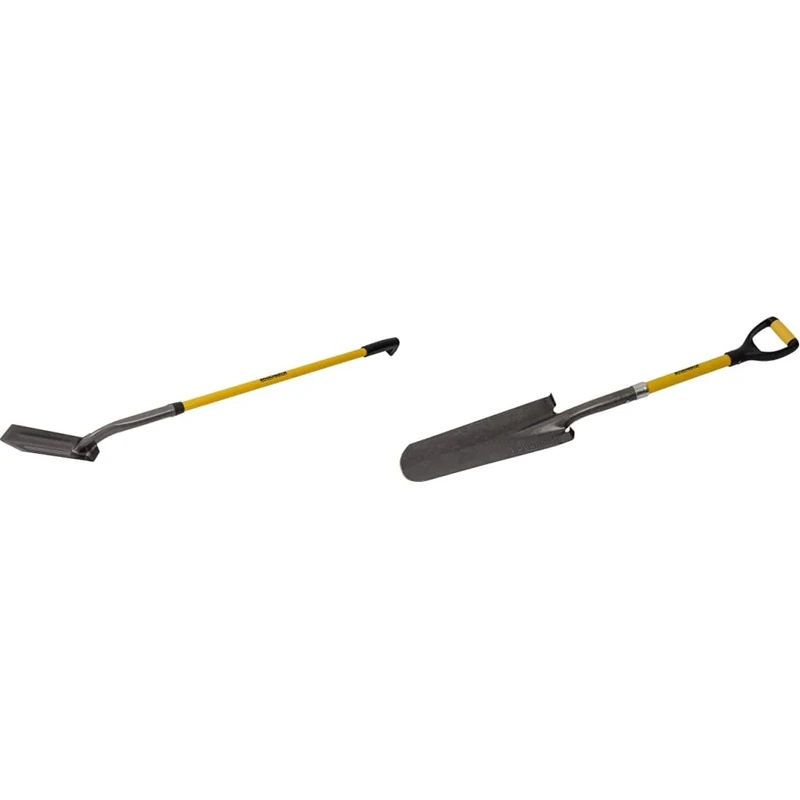 Roughneck ROU68214 Long Handled Trenching Shovel 1460mm/57½" & ROU68238 Drainage & Post Hole Shovel 1070mm/42", Black