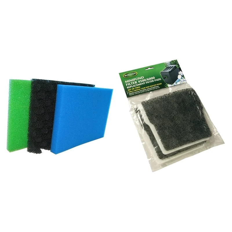 Blagdon Mini-Pond Filter Foam Set for 4500L and 6000L Models & Mini-Pond Carbon and Wool Replacement (Pack of 2)