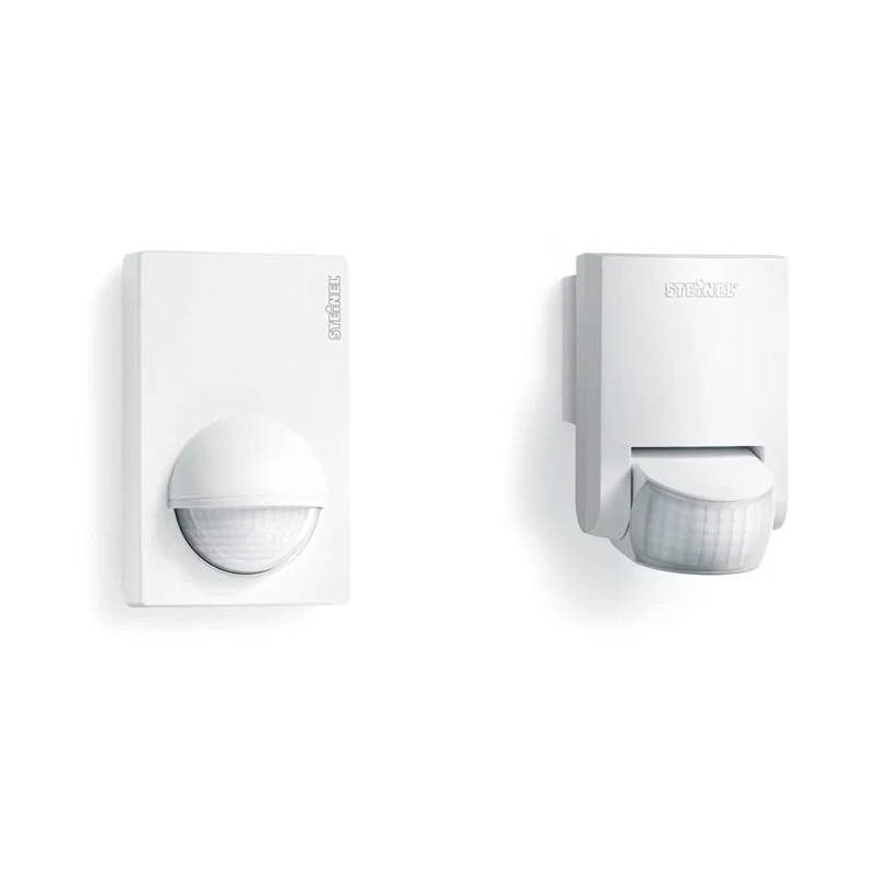 Steinel Motion Sensor IS 180-2 White, PIR Motion Detector, 12 m Reach, max. 1000 W for 6 LED Lights, Twilight Switch & Motion detector IS 130-2 white, 130° motion sensor - Image 1