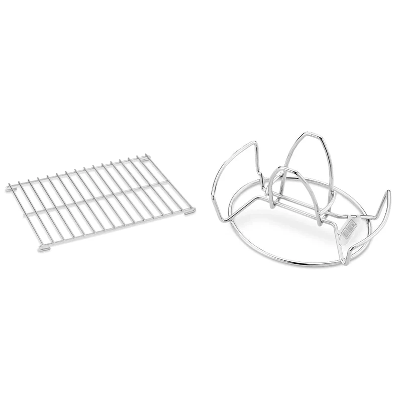 Weber Roasting Rack - Large | fits Q200/2000 & Q300/3000 Series Barbeques | BBQ Grill Roaster, Q Rack Top Tray & Poultry Roaster - Plated Steel Chicken Roaster Barbecue Accessory for Crispy