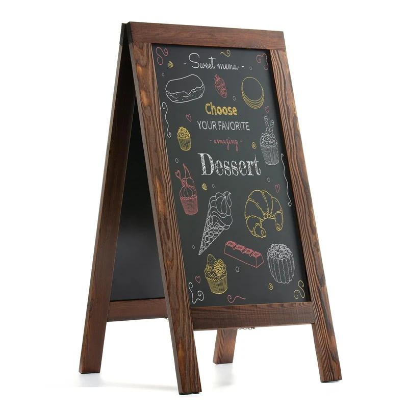 DAHAPYBOO Sandwich Board 40"x20" Solid Pine Wood Rustic Brown,Chalk Board Sign Board,Sandwich Board Signs Outdoor, Chalkboard Easel,A Frame Chalkboard Sign