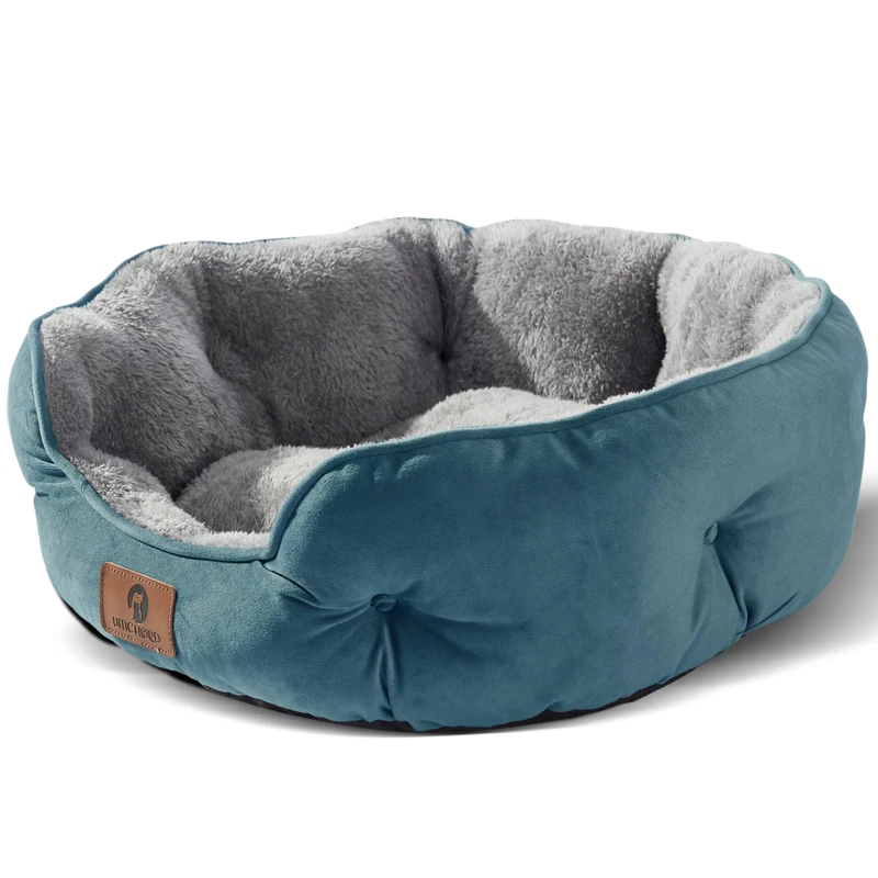 Asvin Medium Dog Bed for Medium Dogs, Cat Beds for Indoor Cats, Pet Bed for Puppy and Kitty, Extra Soft & Machine Washable with Anti-Slip & Water-Resistant Oxford Bottom, Teal, 25 inches