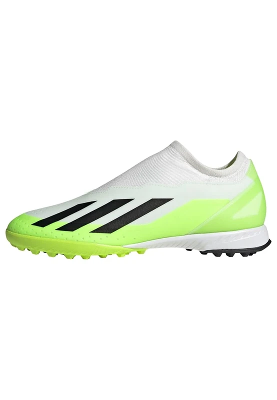 adidas Unisex X Crazyfast.3 Laceless Turf Boots, Cloud White/Core Black/Lucid Lemon, 10.5 UK