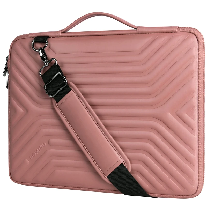 DOMISO 17" Shockproof Waterproof Laptop Sleeve with Strap Lightweight Soft EVA Tablet Protective Case Bag for 17-17.3 Inch Notebook/Dell/Lenovo/Acer/HP/MSI/ASUS, Pink