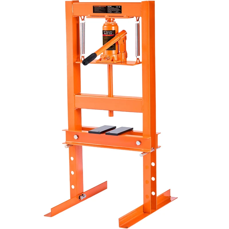 VEVOR ZX0901 6T 6 Ton H-Frame Garage/Shop Floor Press Adjustable Plates, Orange