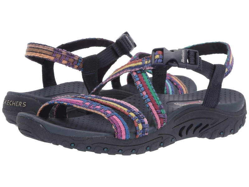 Skechers Women's Reggae Sew Me Boho Woven Strappy Slingback, Navy blue multicoloured, 3 UK