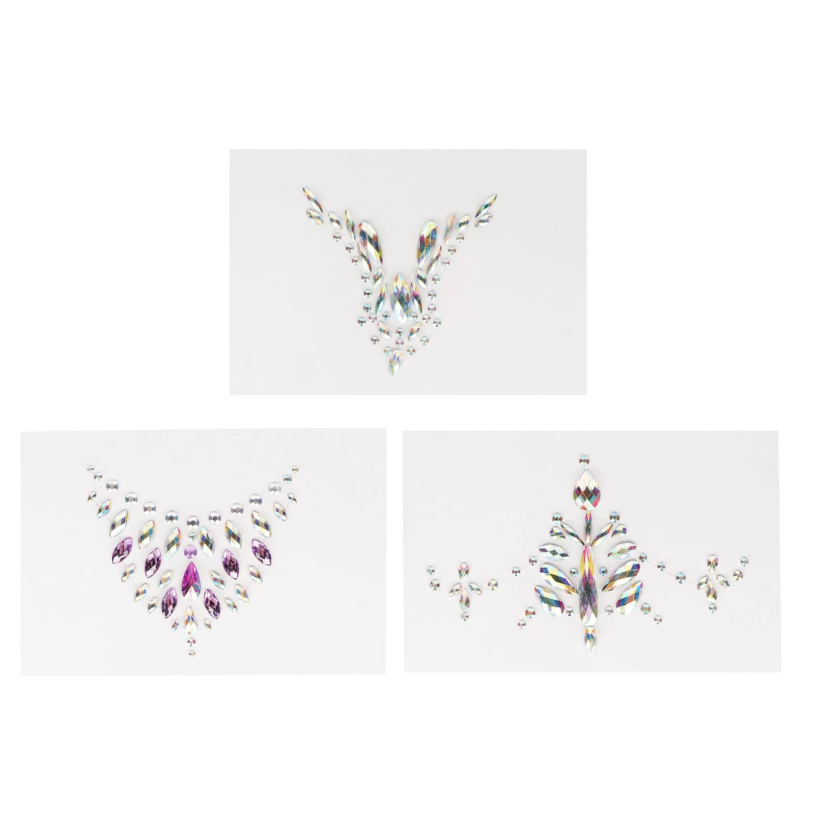 3PCS Breast Rhinestone Stickers Body Gems Stickers,Chest Gems Breast Pasties Jewelry Makeup Set,Crystals Body Jewels Glitter for Festival Rave Party Outfit