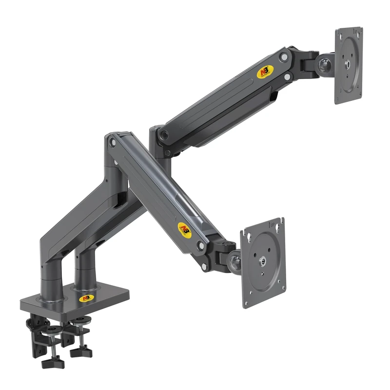 Desk Mount with Gas Spring for two 22-32 Inch LCD Screens, VESA 75mm and 100mm up to 15 kg