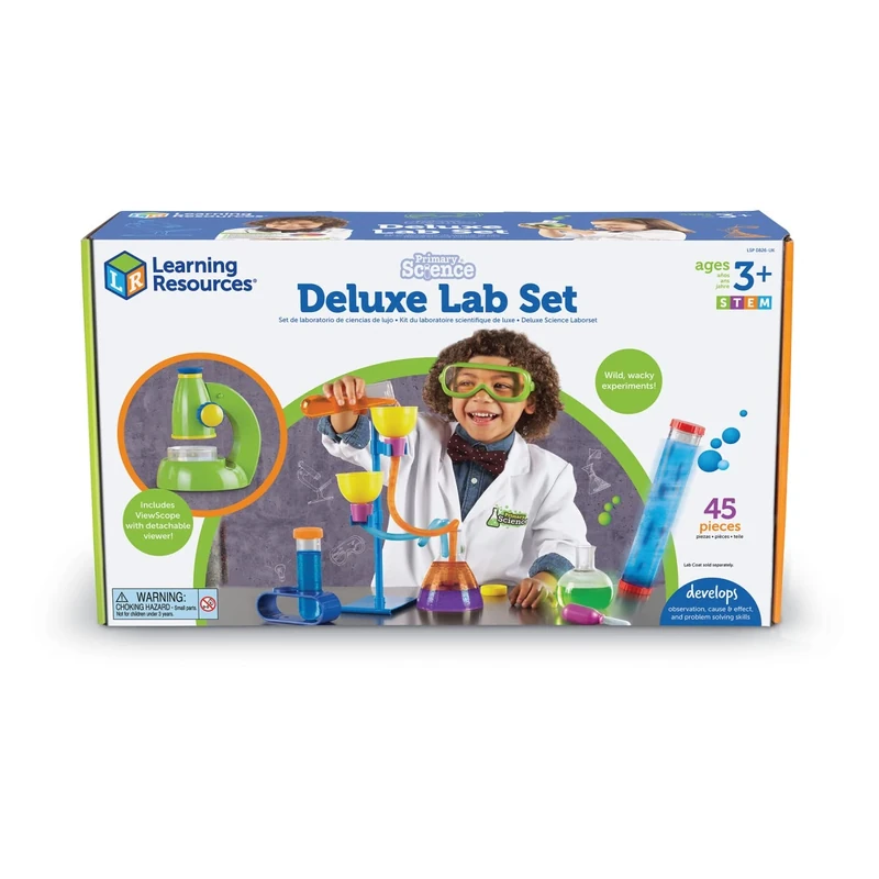 Learning Resources Primary Science Deluxe Lab Set - 20 Kids Science Experiments, Realistic Lab Tools, Preschool STEM Toys, 45-Piece, Ages 3+, Blue