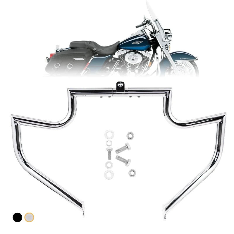 Kinglemc Crash Bar Engine Guard Highway Bar for Harley Davidson Touring Road King Street Glide Electra Glide CVO and Trike Models 97-08 (Silver)