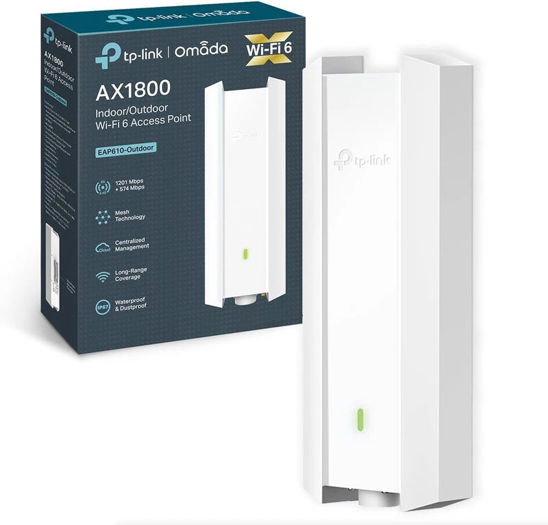 TP-Link EAP610-Outdoor WiFi 6 Access Point, AX1800 Dual Band Gigabit Wireless Access Points, Omada Mesh, PoE+ Powered, Indoor Outdoor Weatherproof, Seamless Roaming Extended Range, Cloud Management