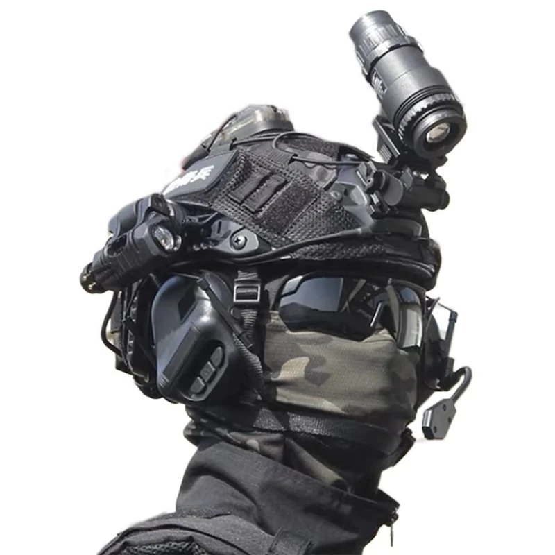 Airsoft Paintball Fast Helmet Set, Heavy-Duty Tactical Helmet With Helmet Cover,Night Vision Model NVG Model,Lenses Goggles,Mask,Headset,Signal Light